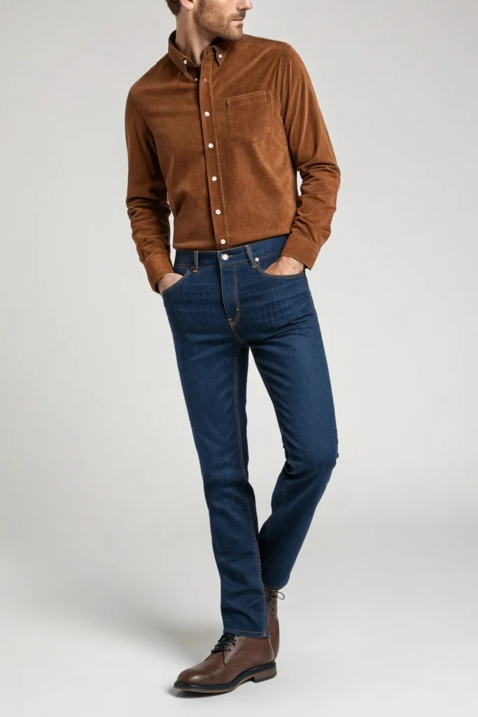 Corduroy Shirt with Slim Jeans