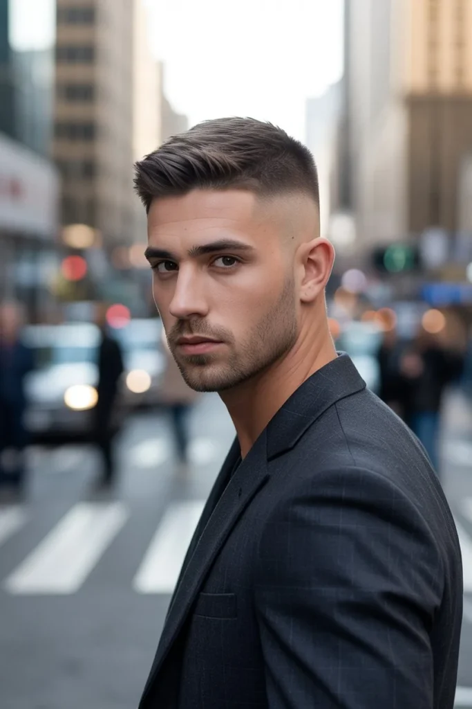 Mid Fade with Crew Cut