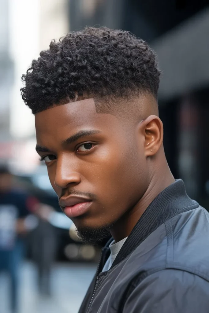 Mid Fade with Curly High Top