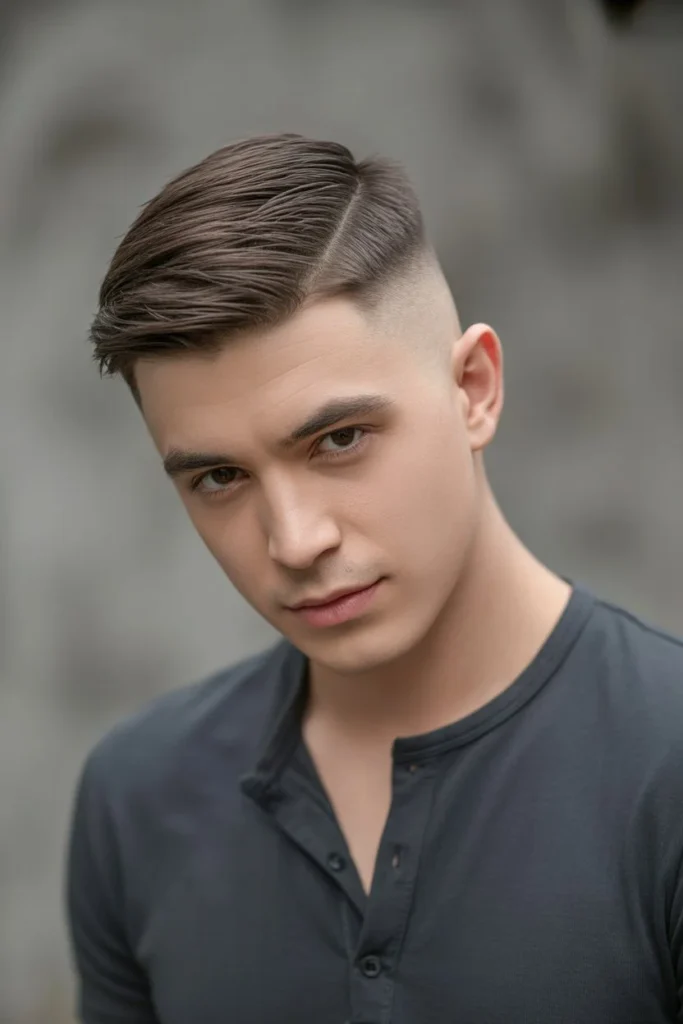 Mid Fade with Side Swept Top