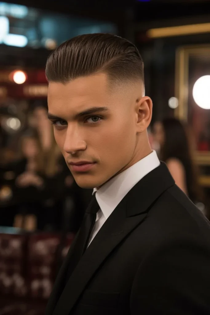 Mid Fade with Slick Back