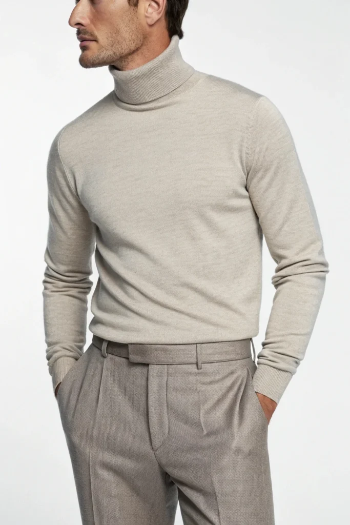 Roll-Neck Sweater with Tailored Trousers