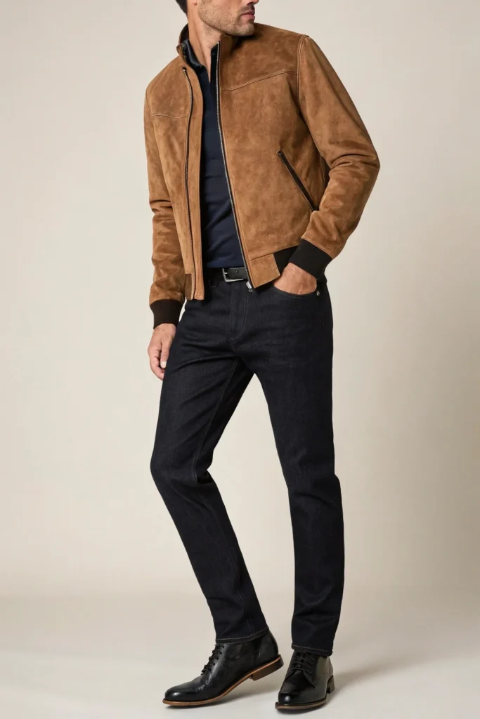 Suede Jacket with Black Jeans