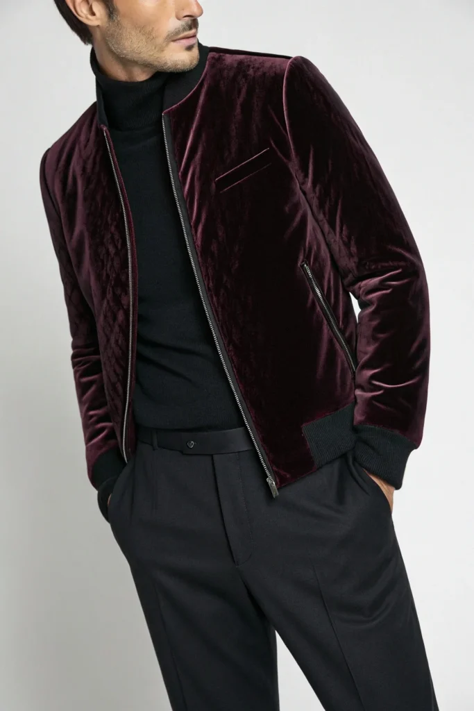 Velvet Jacket with Black Trousers