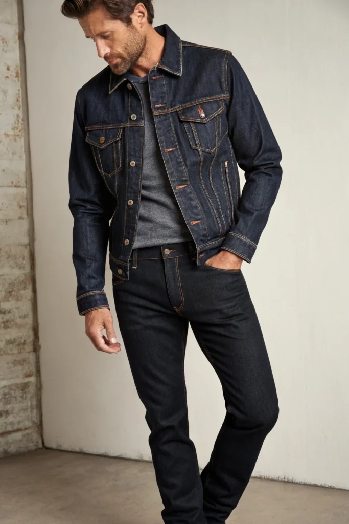 Black Jeans with a Denim Jacket