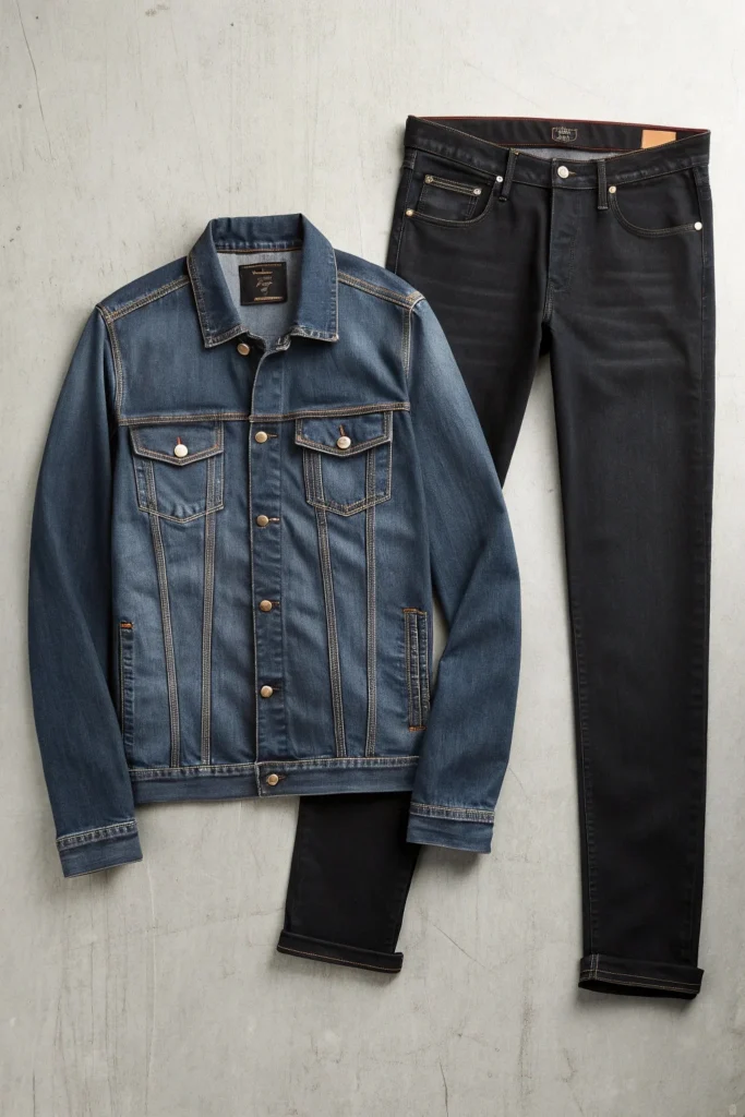 Black Jeans with a Denim Jacket