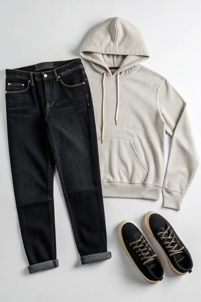 Black Jeans with a Hoodie