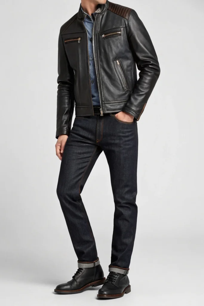 Black Jeans with a Leather Jacket