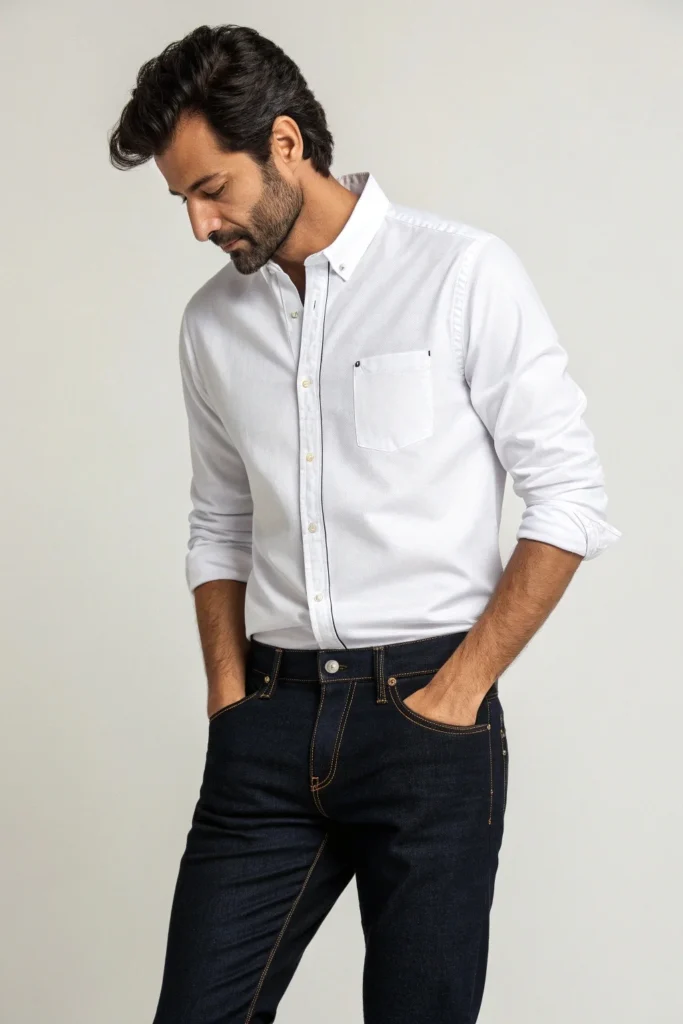 Black Jeans with a White Button-Down Shirt