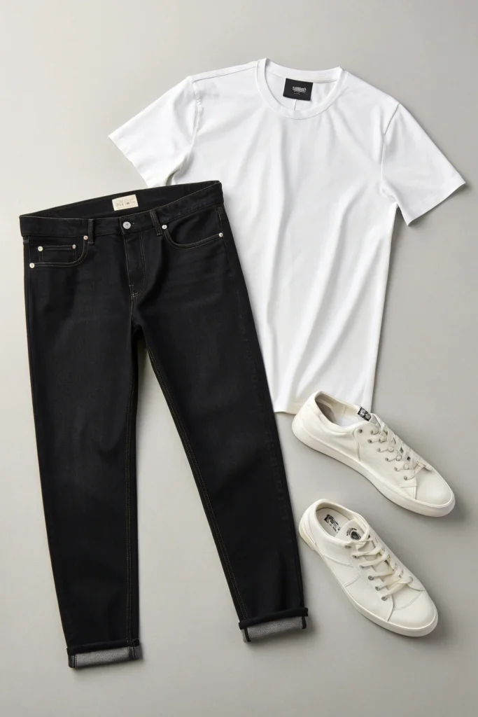Black Jeans with a White T-Shirt