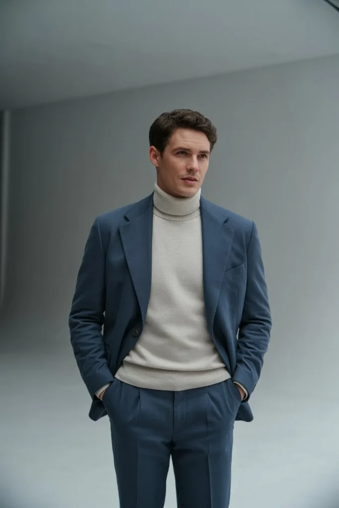 Blazer with Turtleneck and Trousers