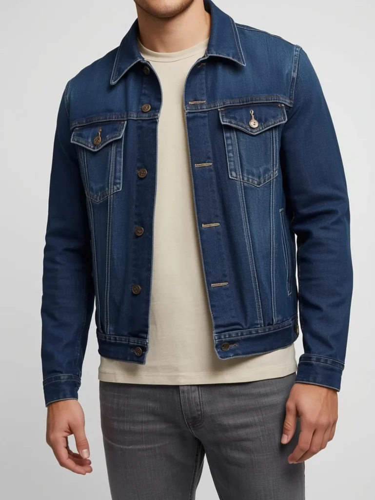 Denim Jacket with Mid-Gray Jeans