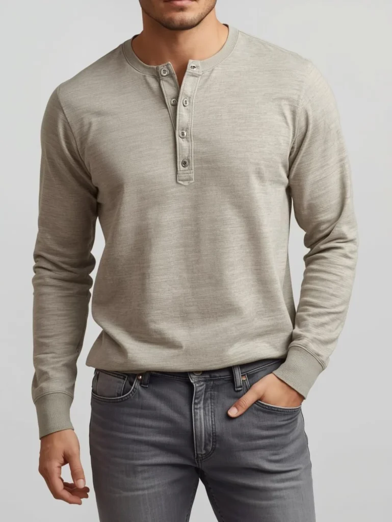 Henley Shirt with Gray Jeans