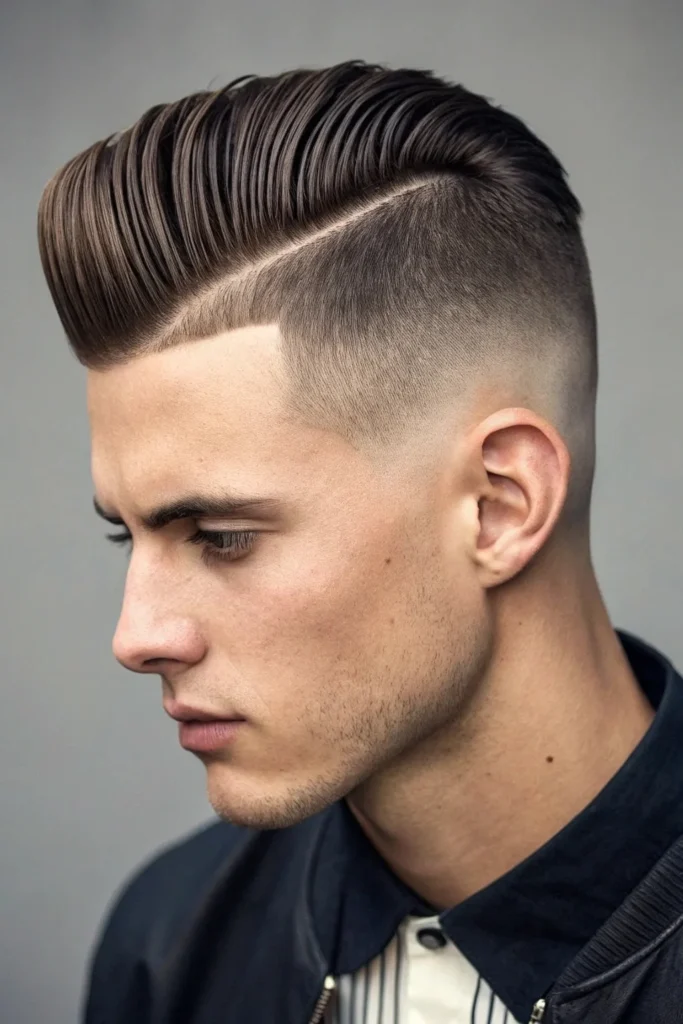 High and Tight with Pompadour and Hard Part