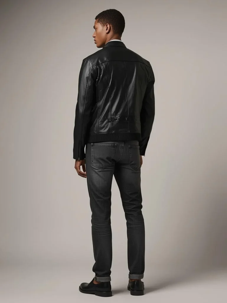 Leather Jacket with Dark Gray Jeans