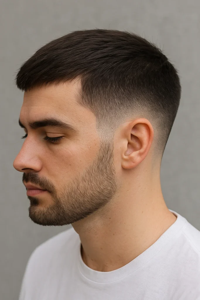 Low Taper Fade with Brush Forward