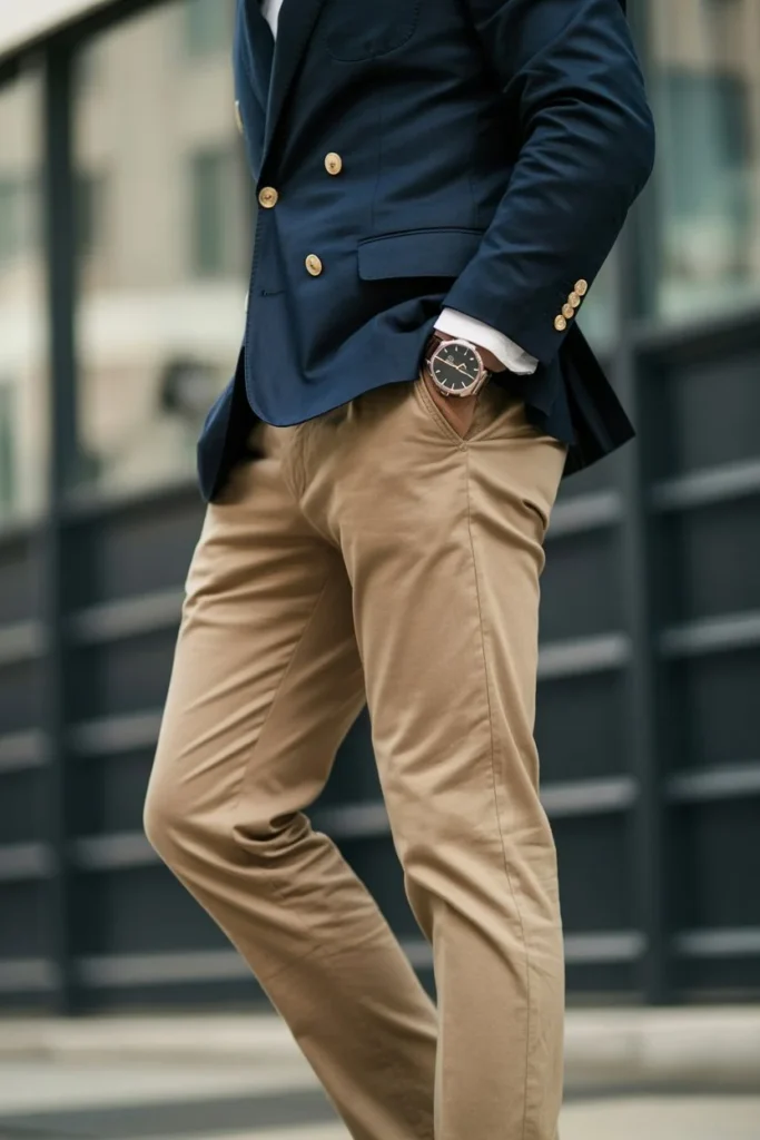 Navy Blazer with Chinos