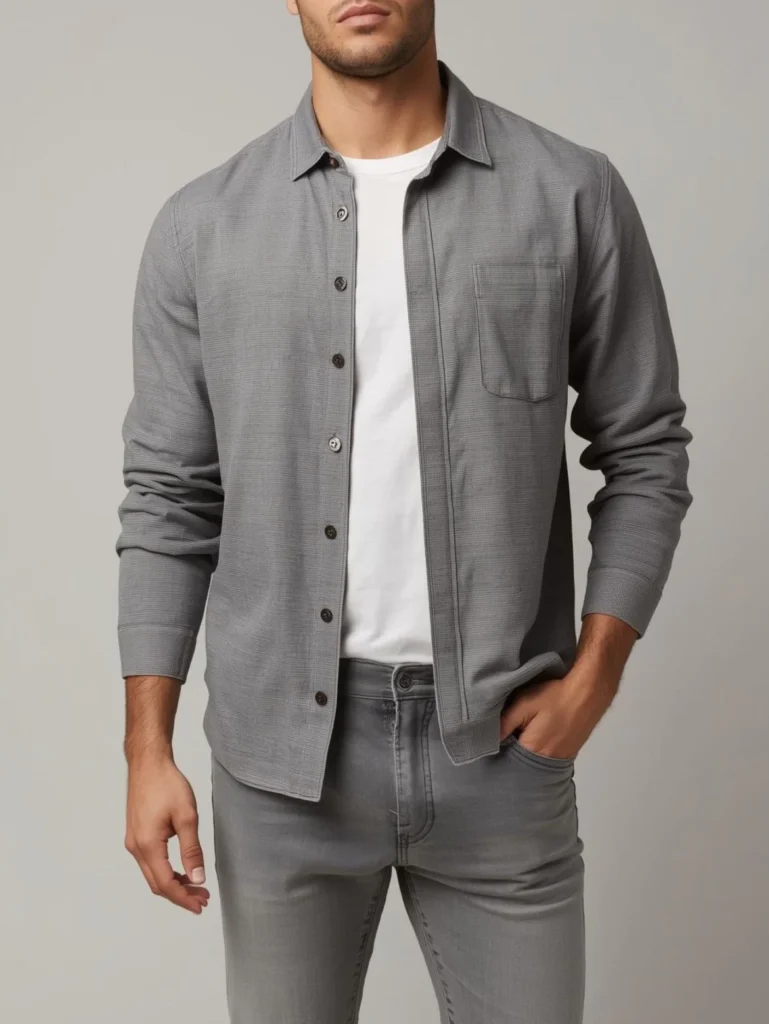 Overshirt with Light Gray Jeans