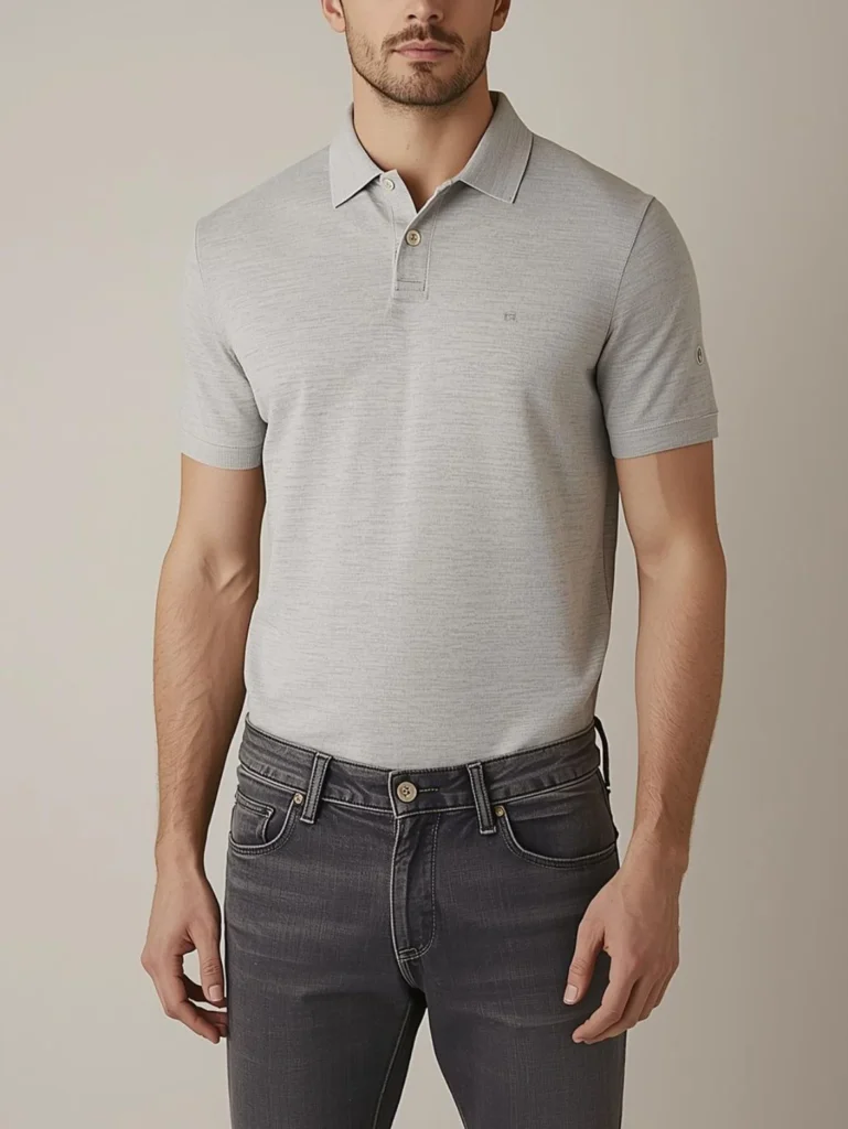Polo Shirt with Fitted Gray Jeans