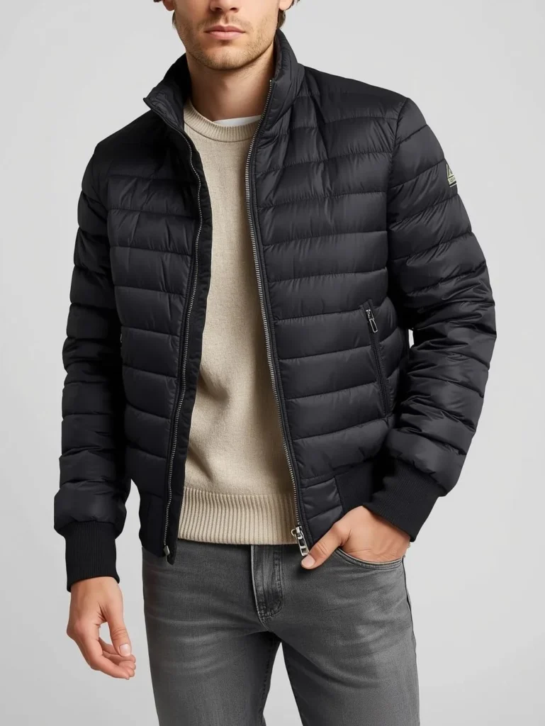 Puffer Jacket with Gray Jeans