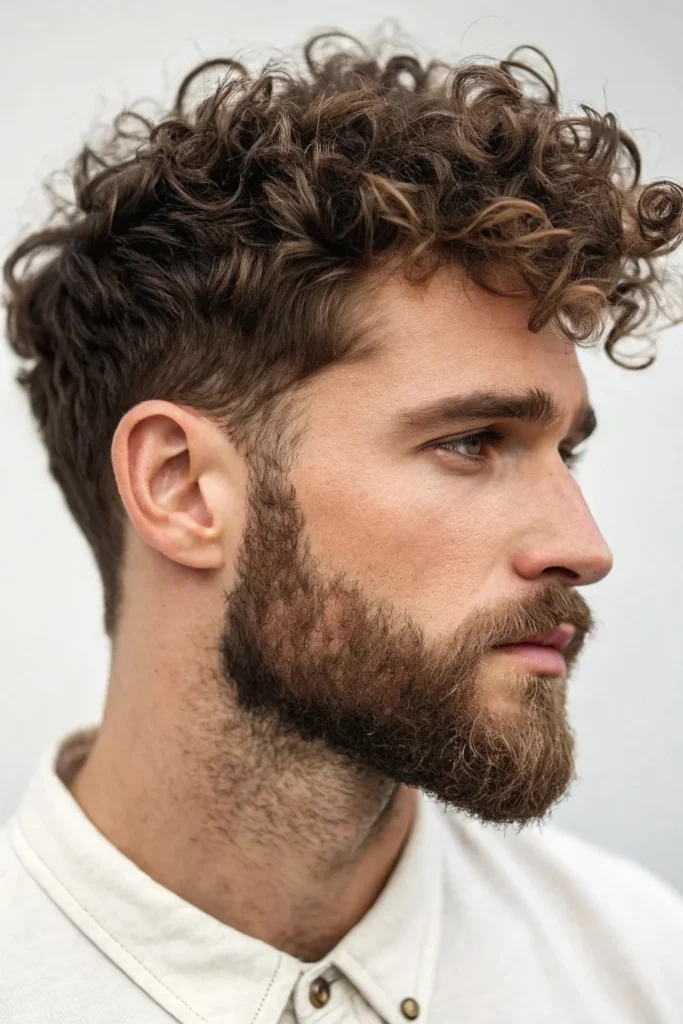 Beard Fade with Curly Hair