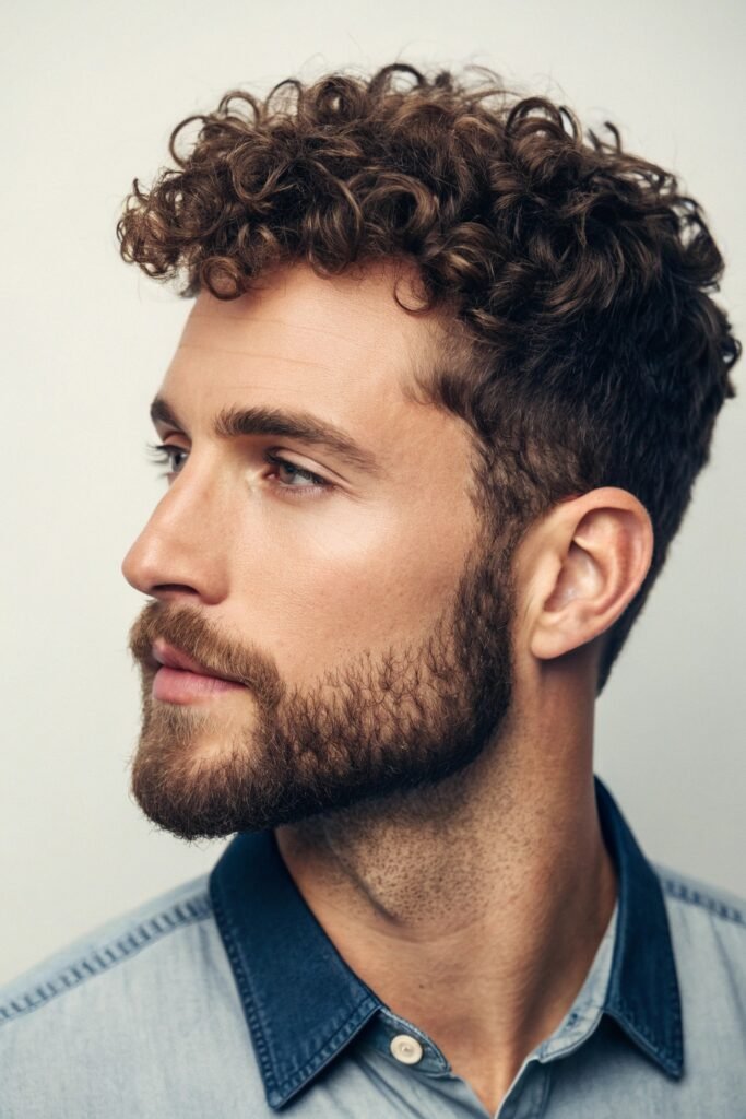 Short Boxed Beard with Curly Hair