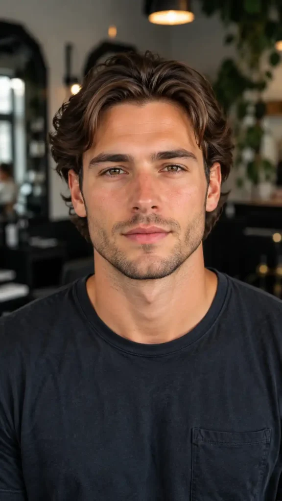 The Flow with Tucked Sides Flowy Haircut for Man