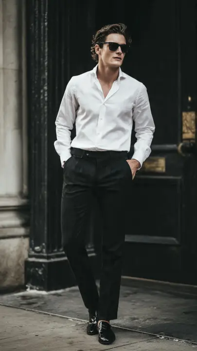 White Dress Shirt + Tailored Trousers